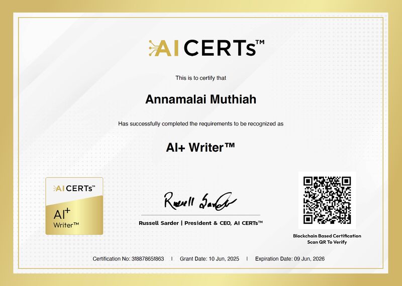 Certificate Earned By Annamalai M