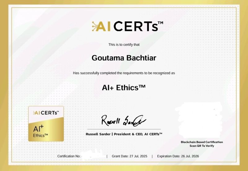 Certificate Earned By Goutama Bachtiar FRSA F FIN FIC FLPI FPT FIIDM MAICD CISA CHFI