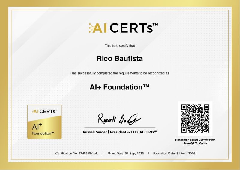 Certificate Earned By Rico Bautista