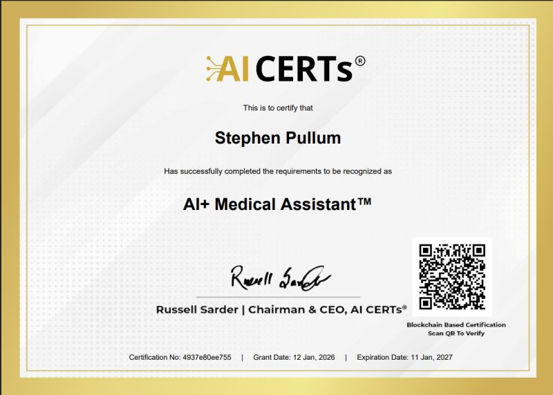 Certificate Earned By Stephen Pullum