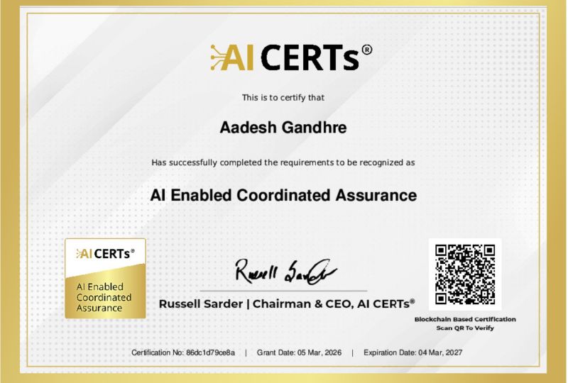 Certificate Earned By Aadesh Gandhre