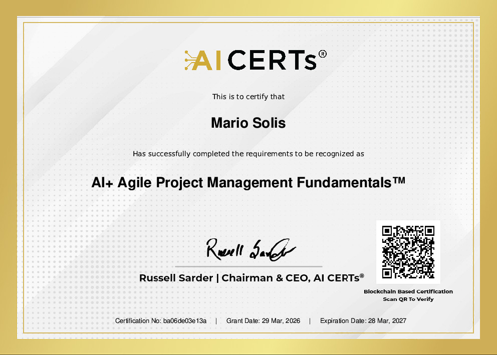 Certificate Earned By Mario S.