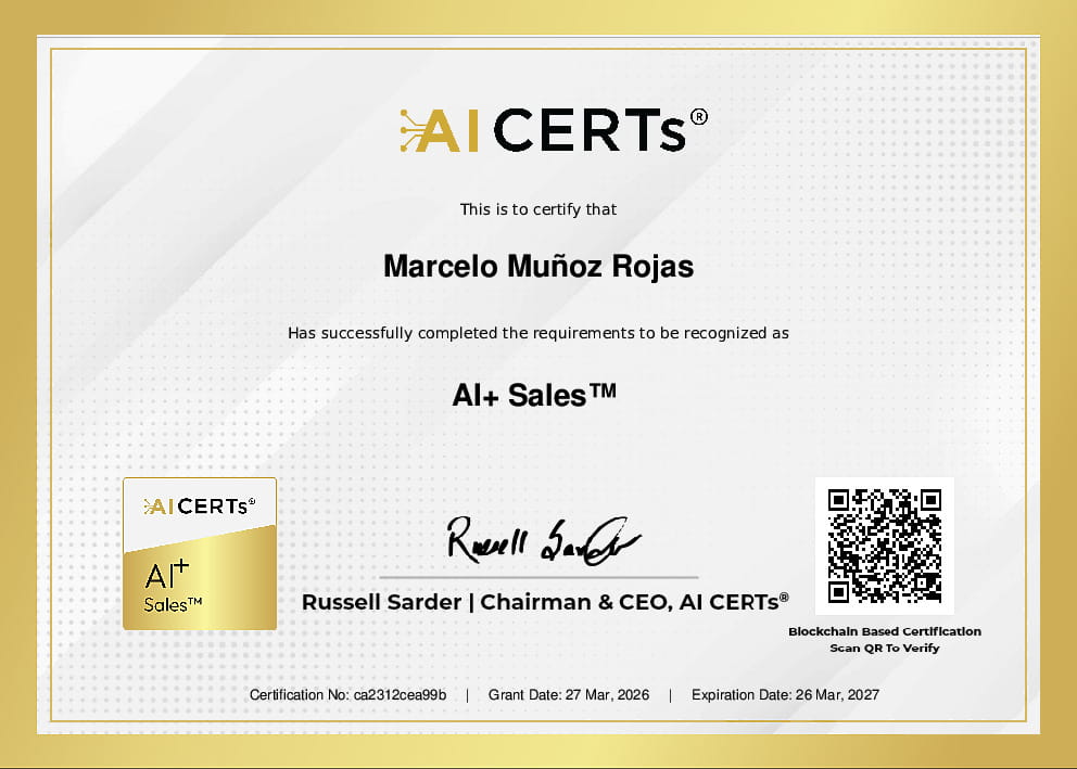 Certificate Earned By Marcelo Giovanni Muñoz Rojas Ph.D