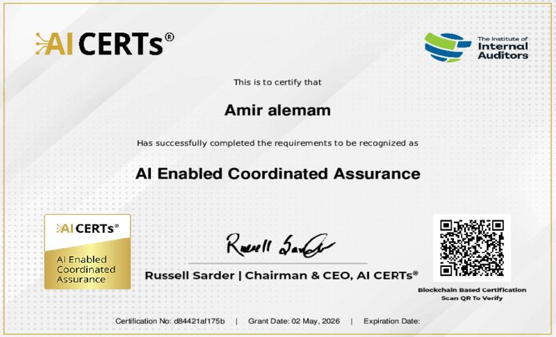 Certificate Earned By Amir Al-Emam